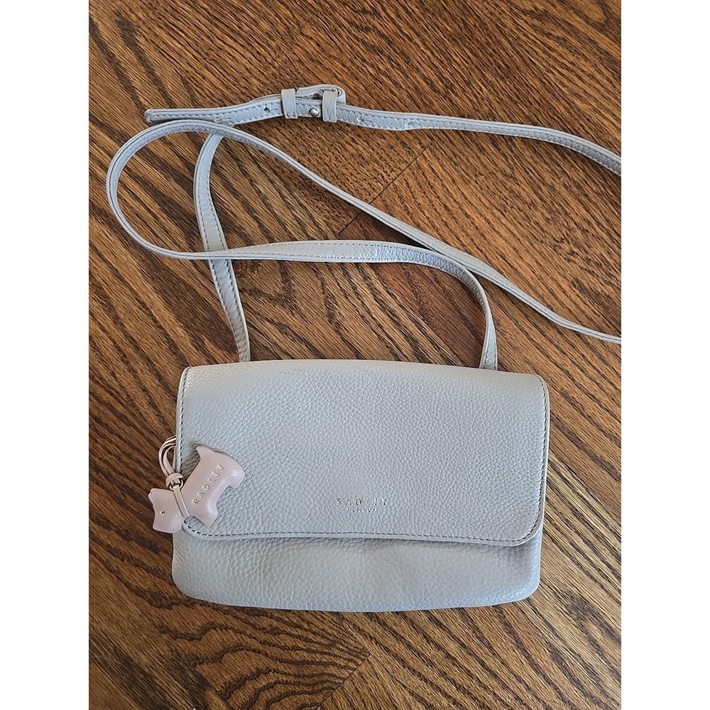 Womens RADLEY CROSSBODY PURSE GRAY LEATHER top flap SHOULDER BAG